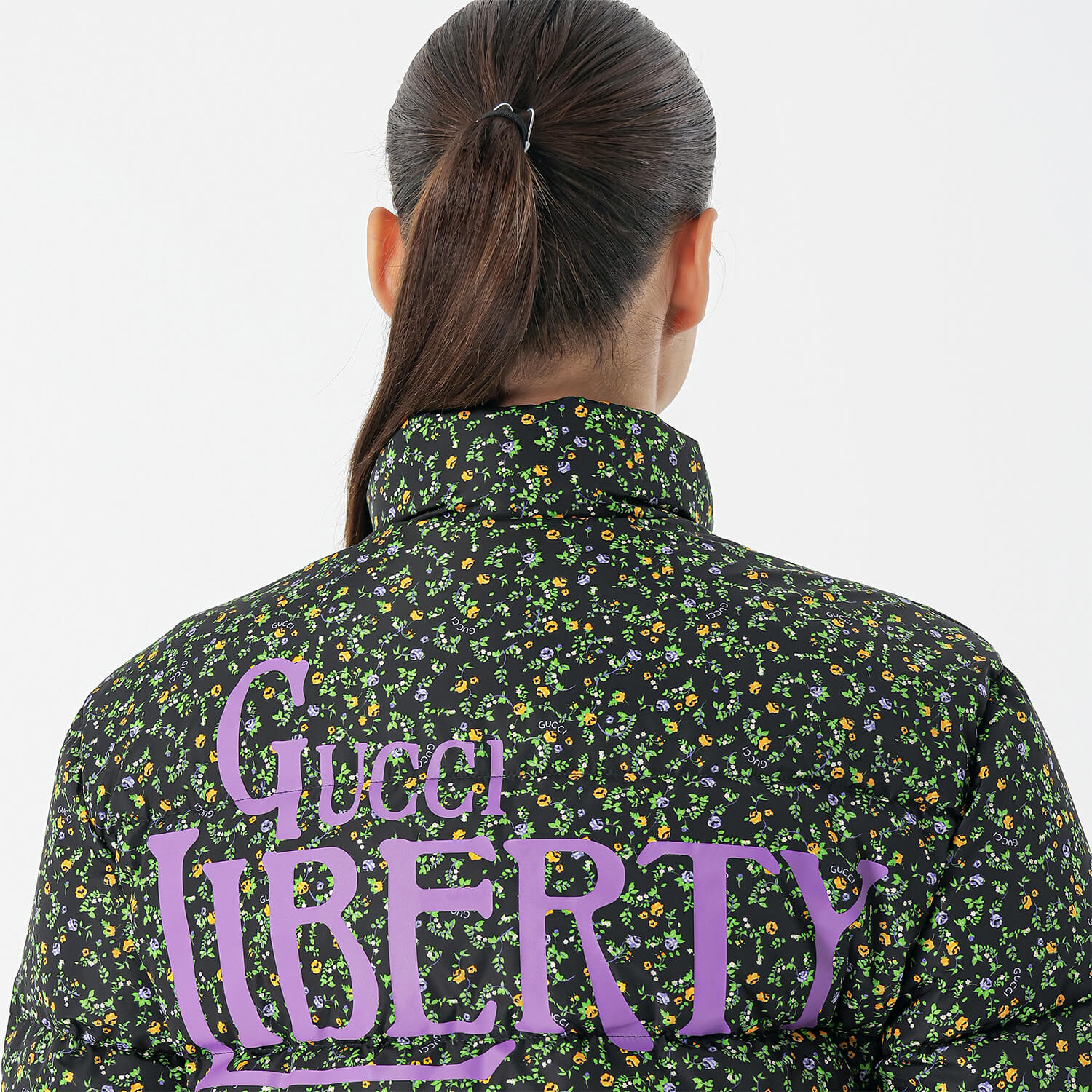 Gucci - Green Floral & Liberty Print Detail Puffer Coat